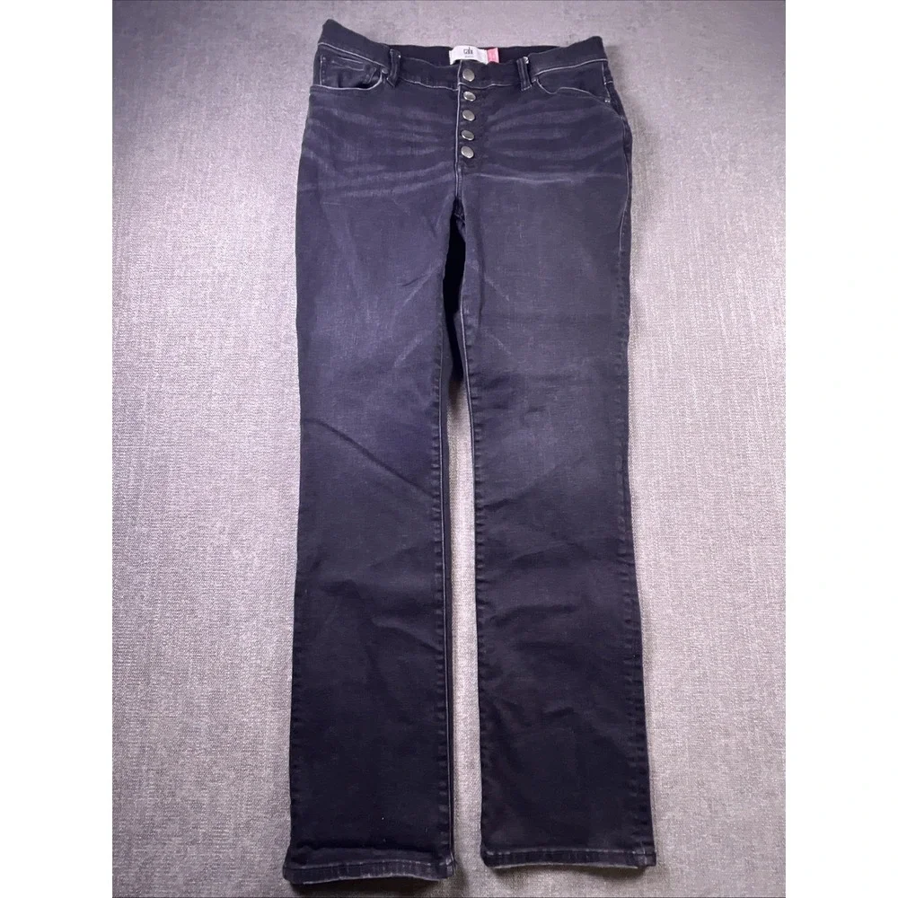 Cabi Jeans Button Fly Skinny Women 10 Black Bohemian City Preppy Straight
